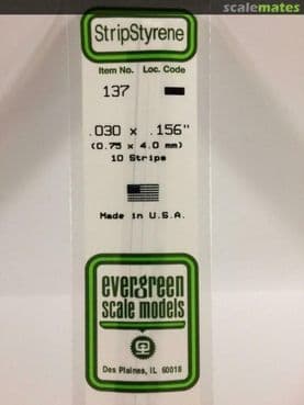 Evergreen 137 0.75mm x 4.0mm styrene strips (10)